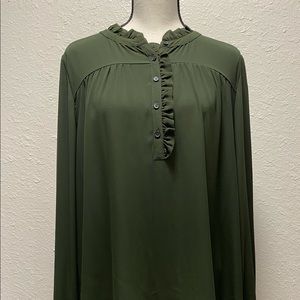 Loft dark forest green large blouse.